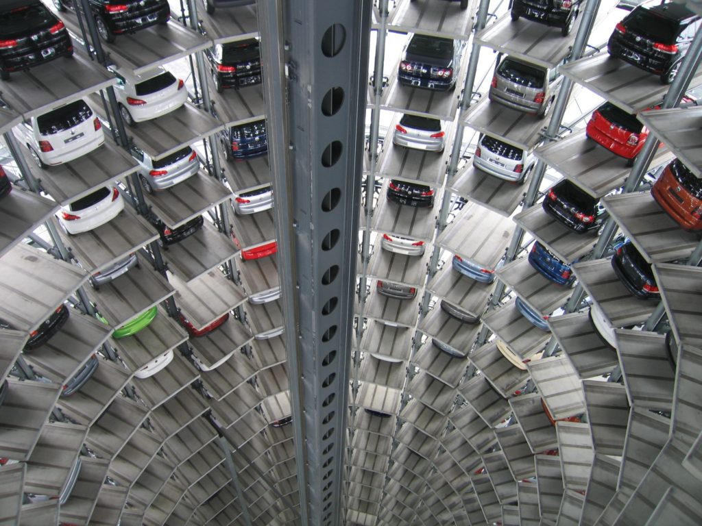 a parking lot full of cars