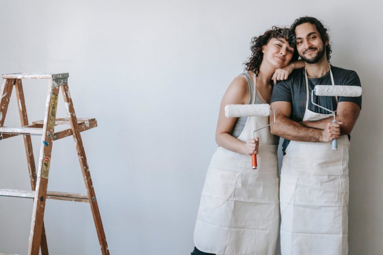 a man and woman kissing