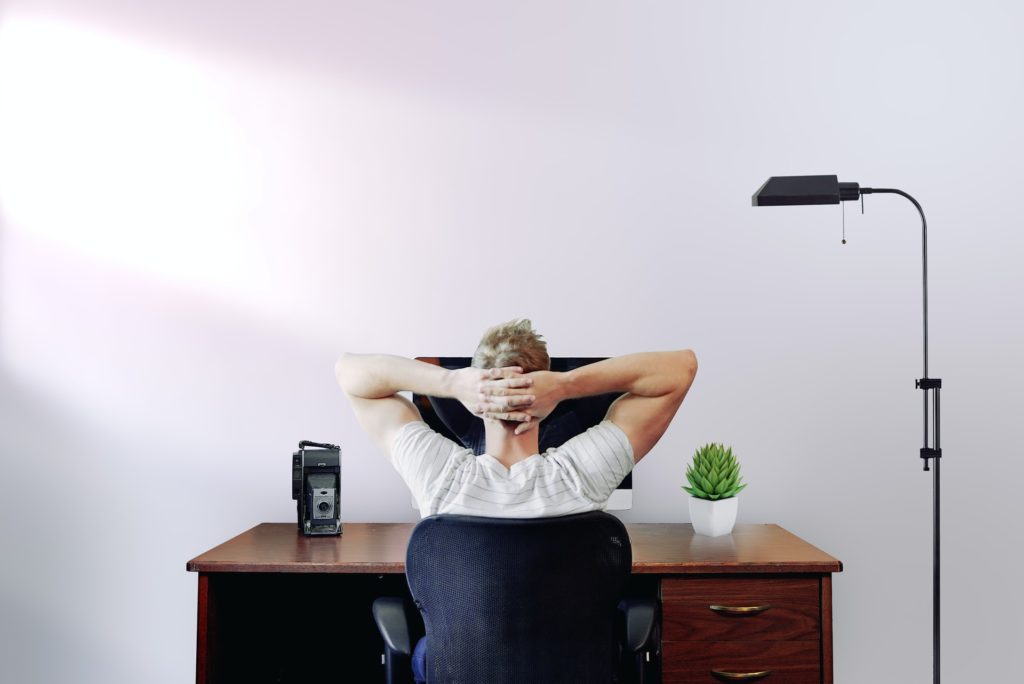 a person sitting at a desk