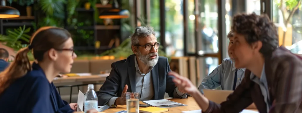 group of professionals at a table discussing the benefits of participating in a 5k run in ocean county.
