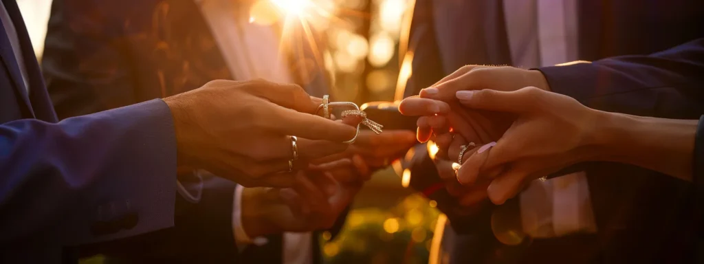 a group of business professionals discussing the benefits of proper maintenance for men's wedding rings tied to an anchor.